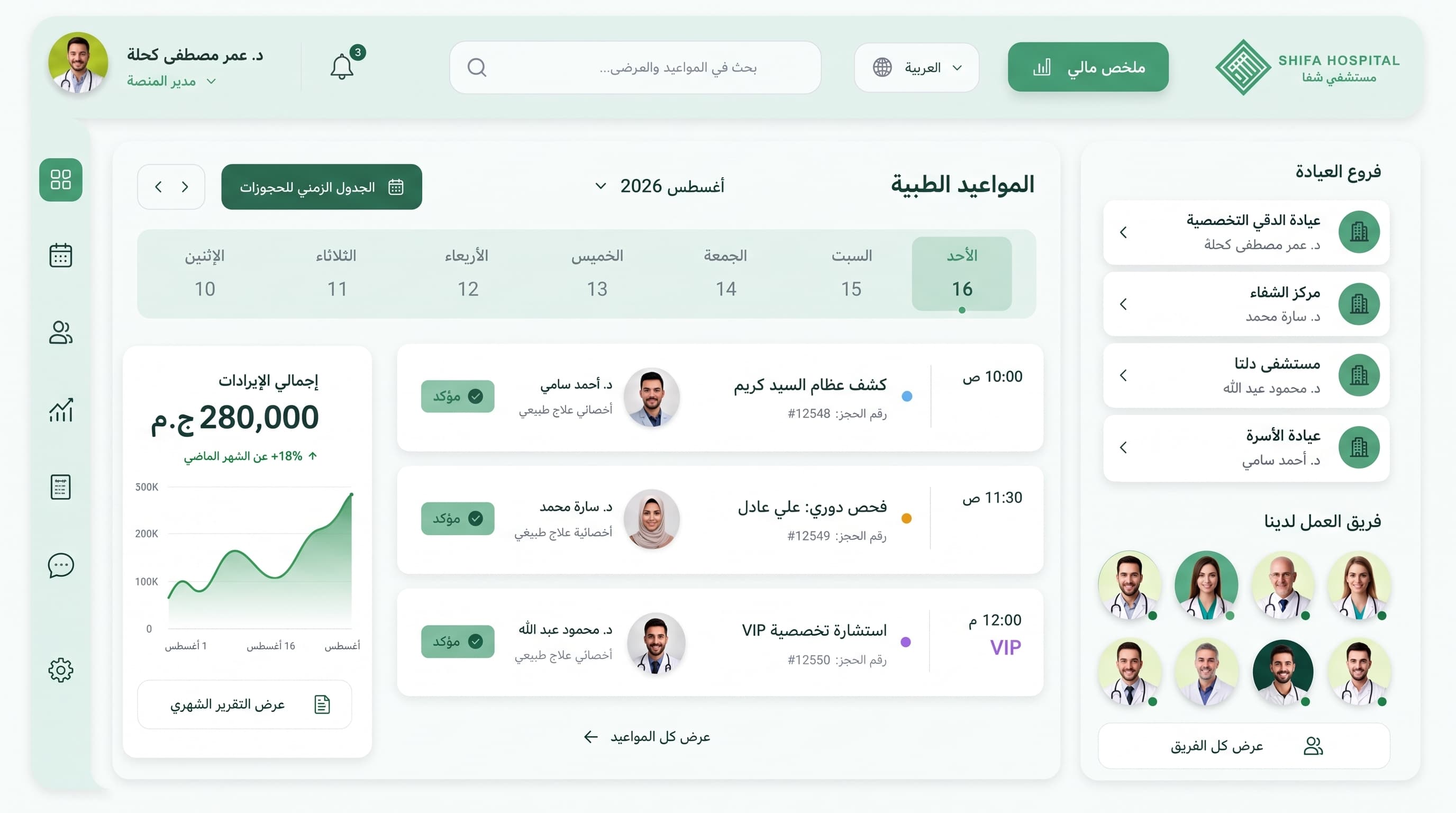 منظومة حكيم — الفوترة والأقساط والتقارير (مستشفى شفا)
